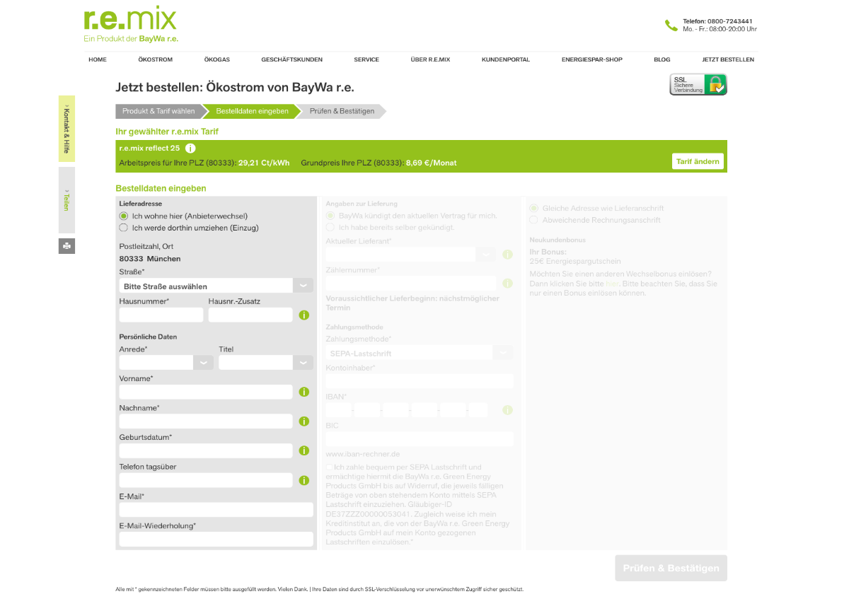 Vor der Checkout Optimierung per A/B Test 