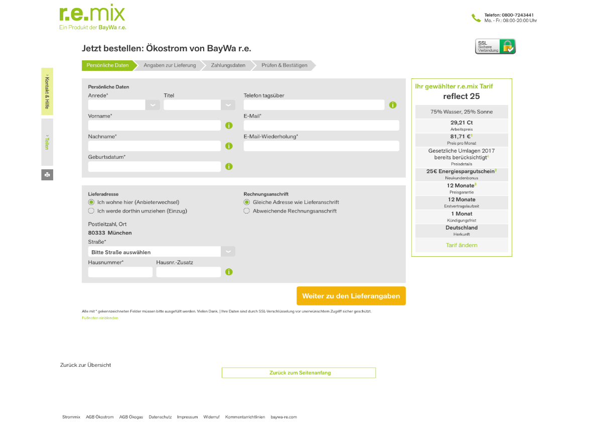 Nach der Checkout Optimierung per A/B Test 