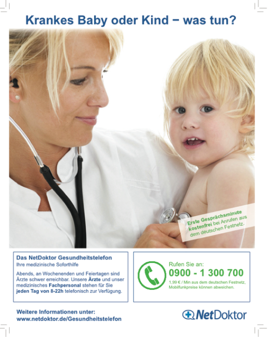 Gestaltung einer Printanzeige für NetDoktor im Focus Magazin