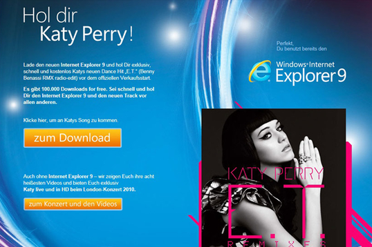 Konzept und Umsetzung einer Katy Perry Kampagnenseite