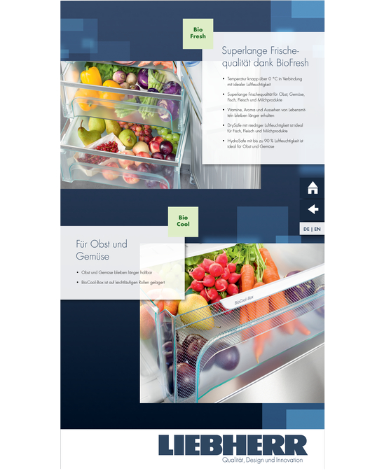 Konzept einer 3D Anwendung für Liebherr Kühlschränke, die am POS auf Kioskdisplays genutzt wurde