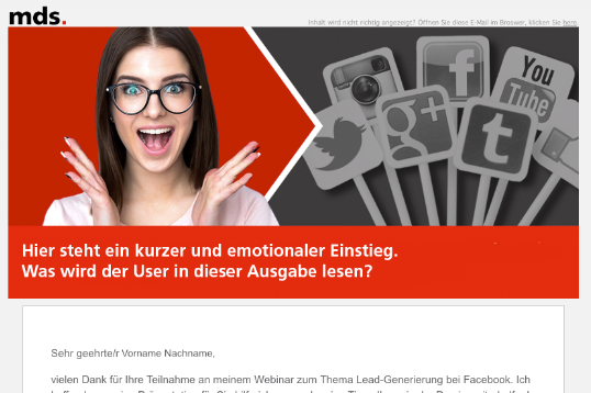 Konzept und Gestatlung des mds Newsletter Templates