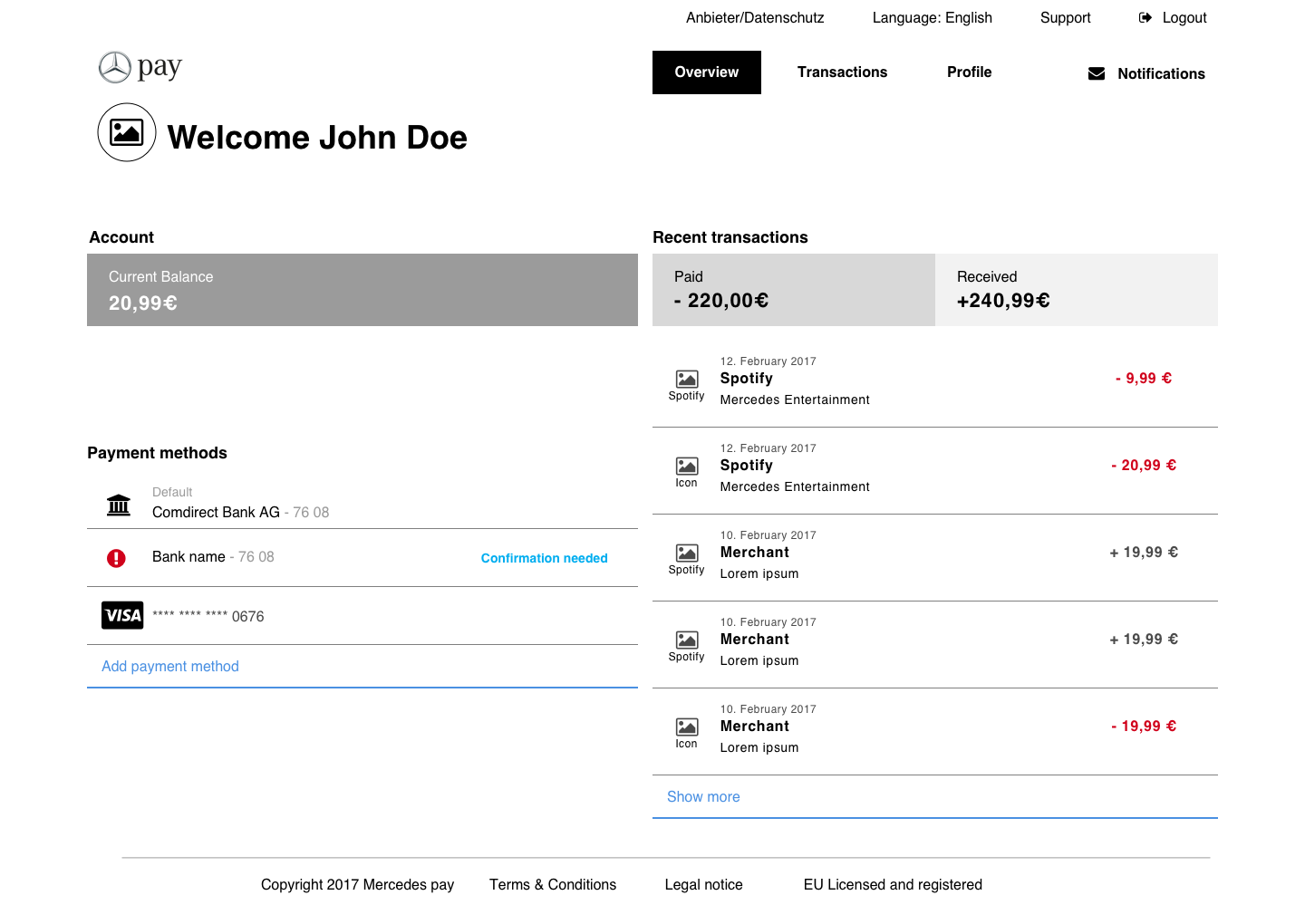 B2B Backend Konzept für mpay